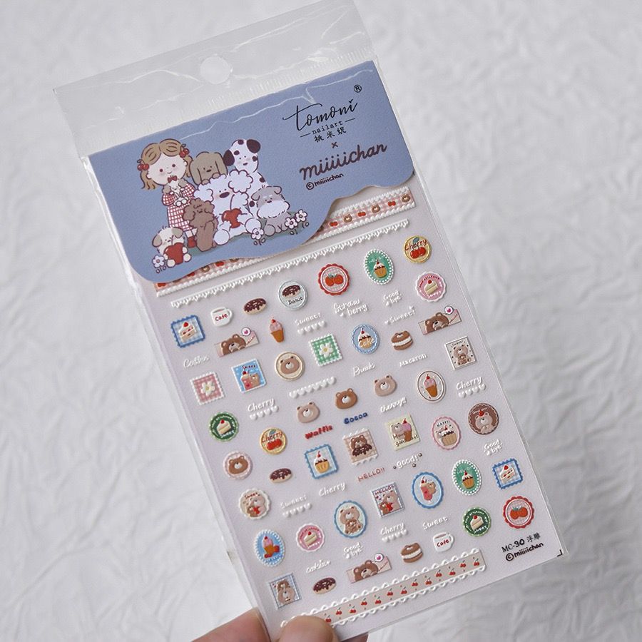  Sticker dán móng Tomoni gấu Teddy 