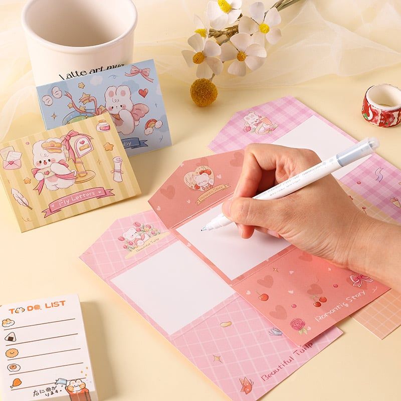  Thiệp gập bao thư thú dễ thương kẻ caro 
