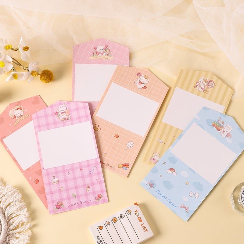  Thiệp gập bao thư thú dễ thương kẻ caro 