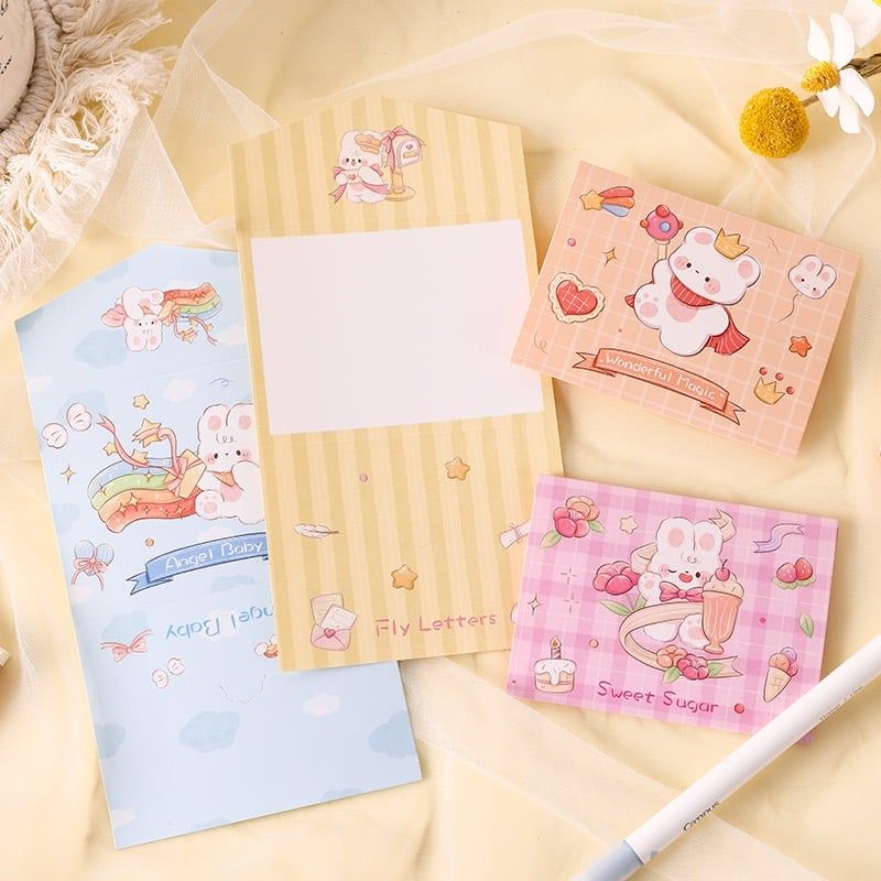  Thiệp gập bao thư thú dễ thương kẻ caro 