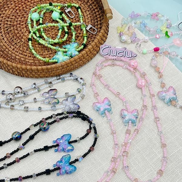  Dây dài đeo chéo thẻ/điện thoại 2 bướm ombre to 