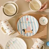  Set bát đĩa cún tai đen 2 người 11 chi tiết 