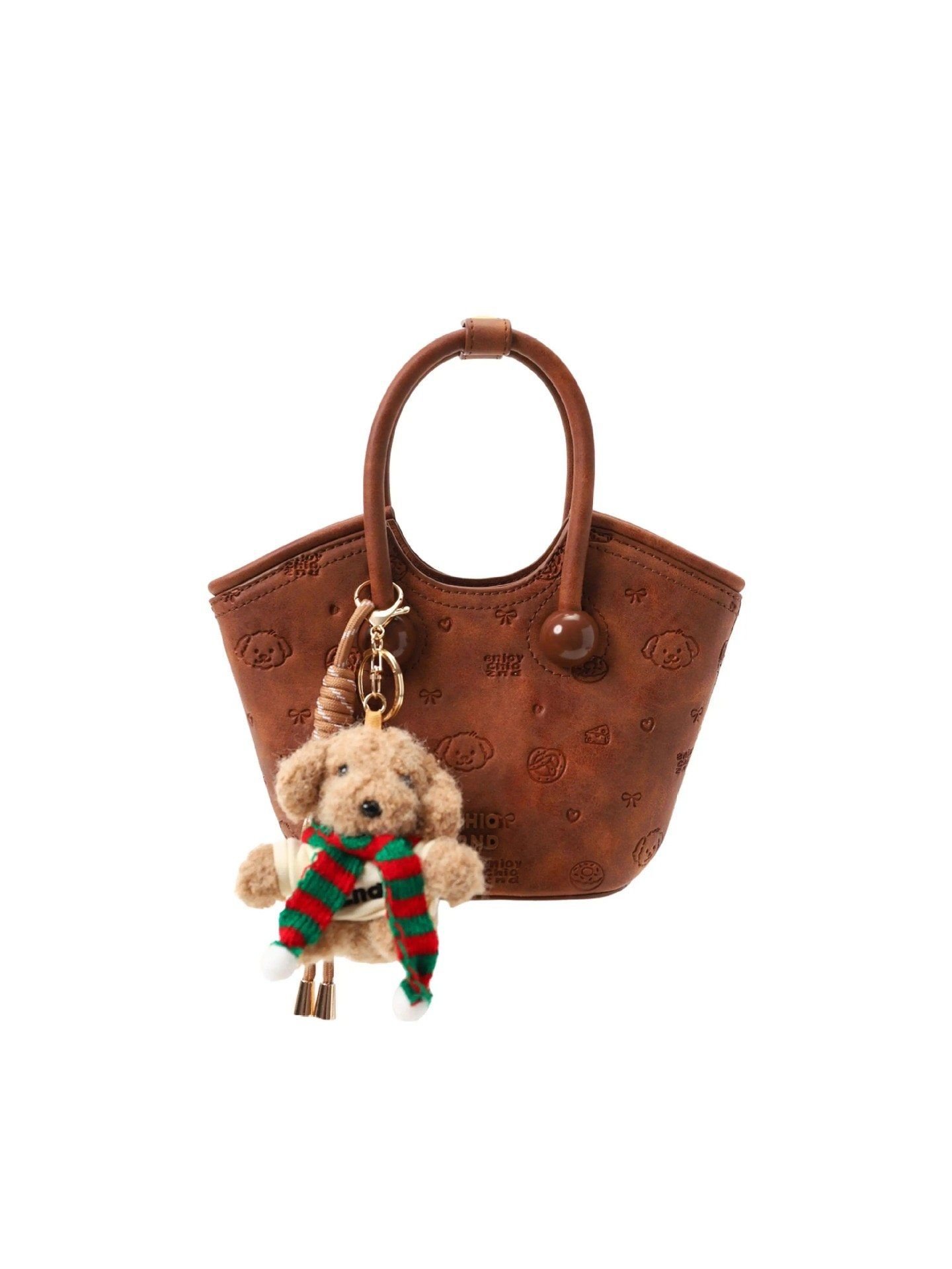  Túi Chio2nd vân gấu chìm charm cún bông 