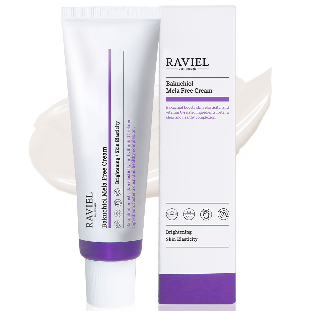 Kem ngừa lão hóa, giảm nếp nhăn và làm trẻ hoá da Raviel Bakuchiol Mela Free Cream 50ml