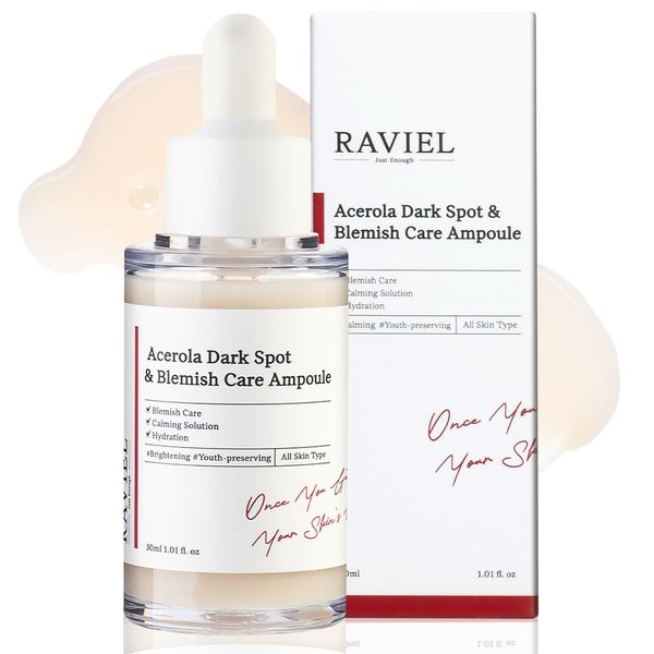 Tinh chất dưỡng trắng trị thâm nám và tái tạo da Raviel Acerola Dark Spot & Blemish Care Ampoule 30ml