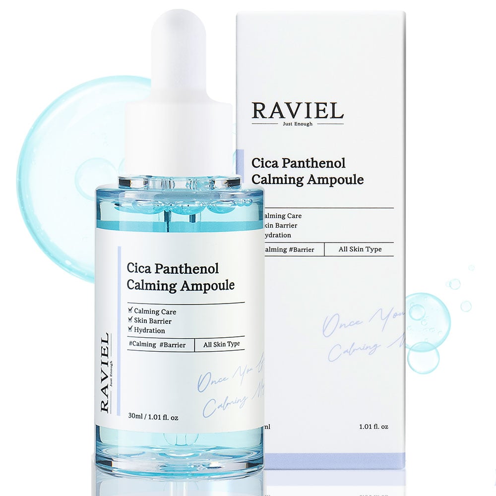 Tinh chất làm dịu, giảm sưng viêm và phục hồi da Raviel Cica Panthenol Calming Ampoule 30ml