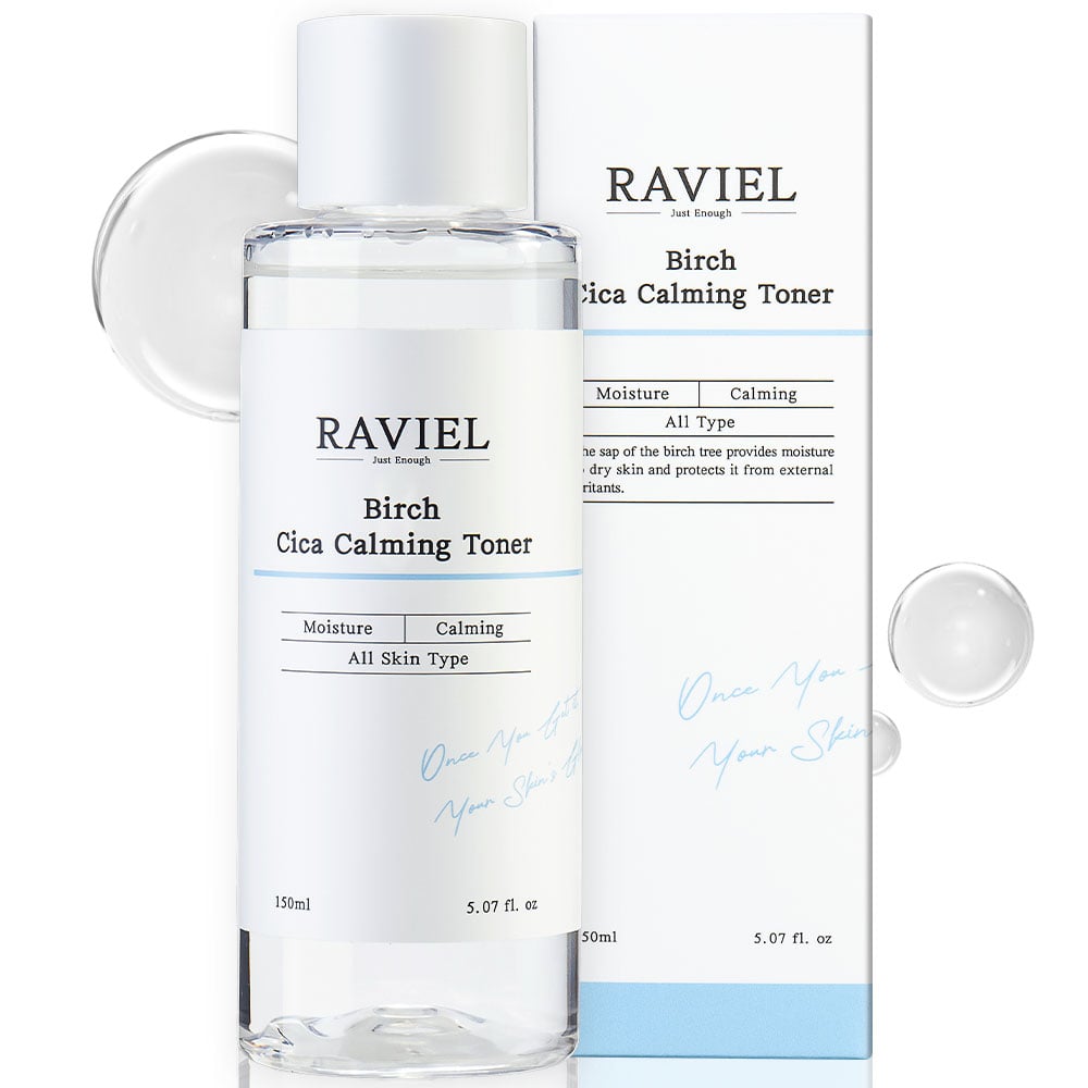 Nước hoa hồng làm dịu da kích ứng, mẩn đỏ Raviel Birch Cica Calming Toner 150 ml