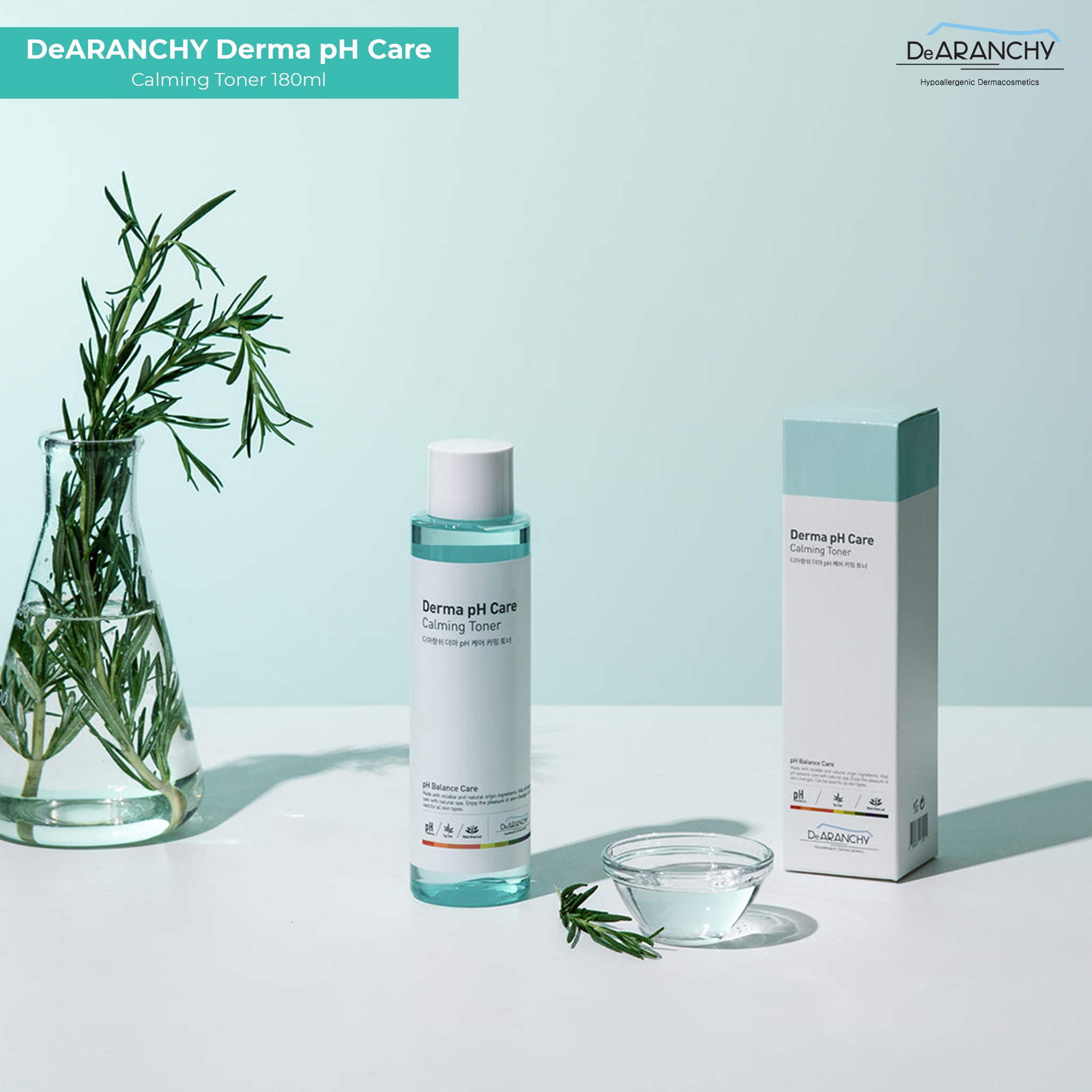 Nước hoa hồng làm dịu da và se khít lỗ chân lông DeARANCHY Derma pH Care  Calming Toner 180ml