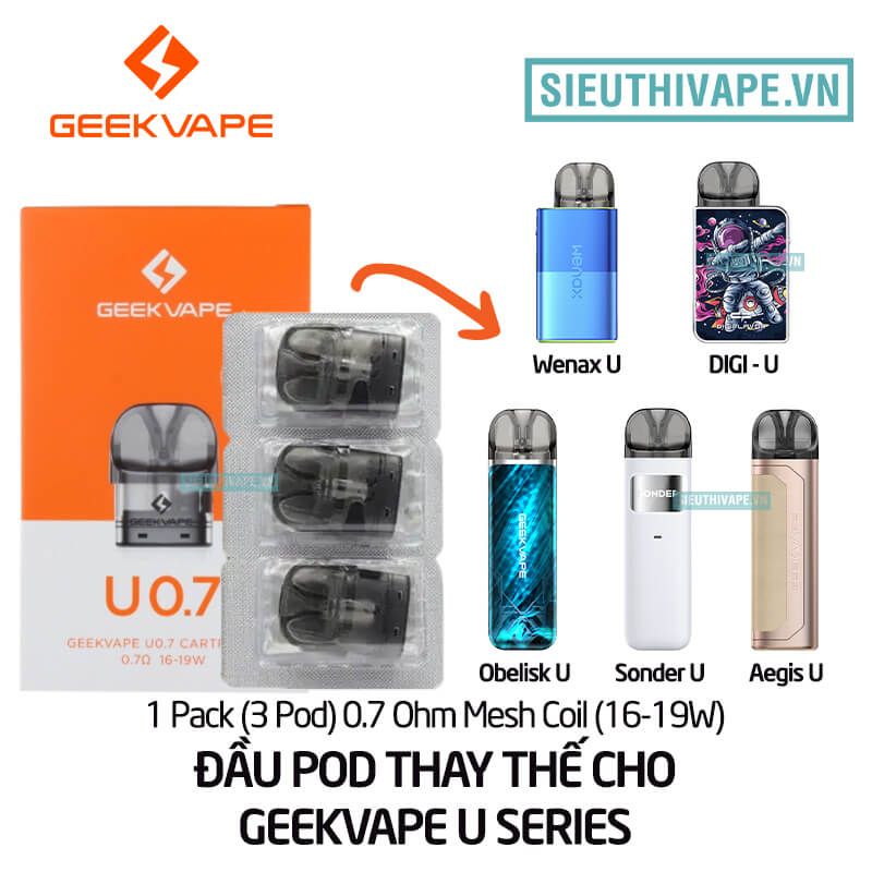  Đầu Pod Geekvape U Cartridge - Phụ Kiện Vape Pod Chính hãng 