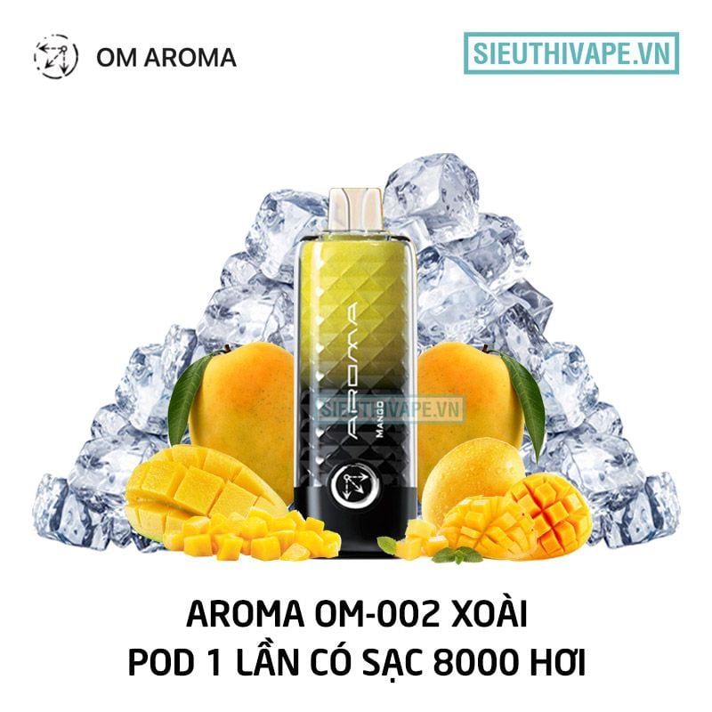  Aroma OM-002 Mango - Pod 1 Lần 8000 Hơi Có Sạc 