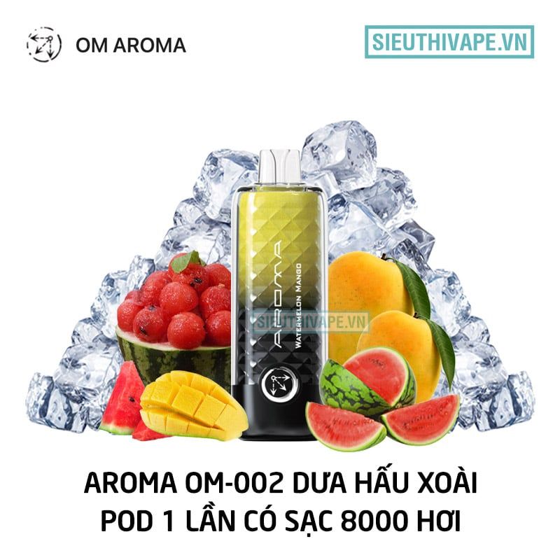 Aroma OM-002 Watermelon Mango - Pod 1 Lần 8000 Hơi Có Sạc 