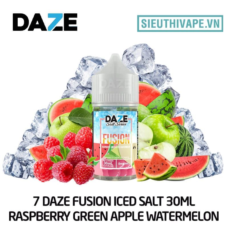  7 Daze Fusion Salt Raspberry GreenApple Watermelon 30ml - Tinh Dầu Salt Nic Mỹ 