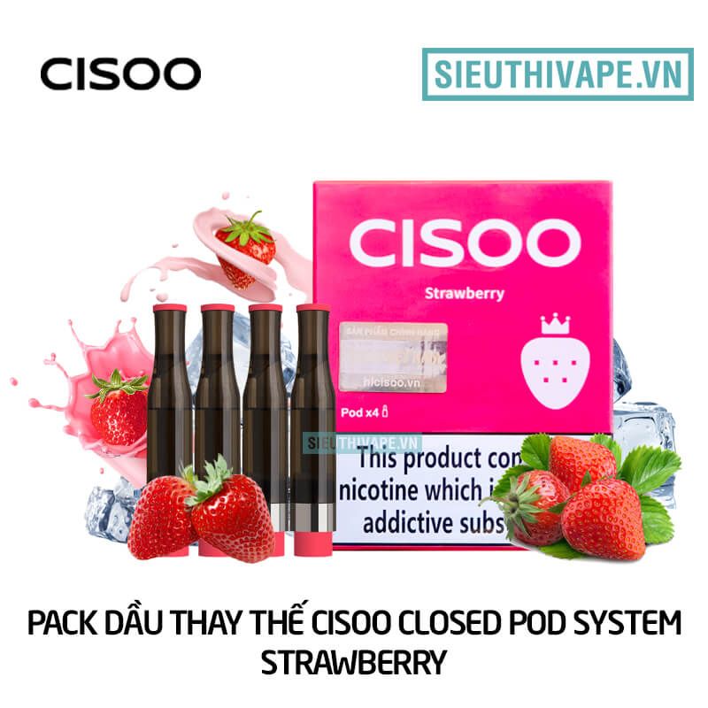  Pack Dầu Thay Thế Cisoo K1 Strawberry - Pack 4 Pod Chính Hãng 