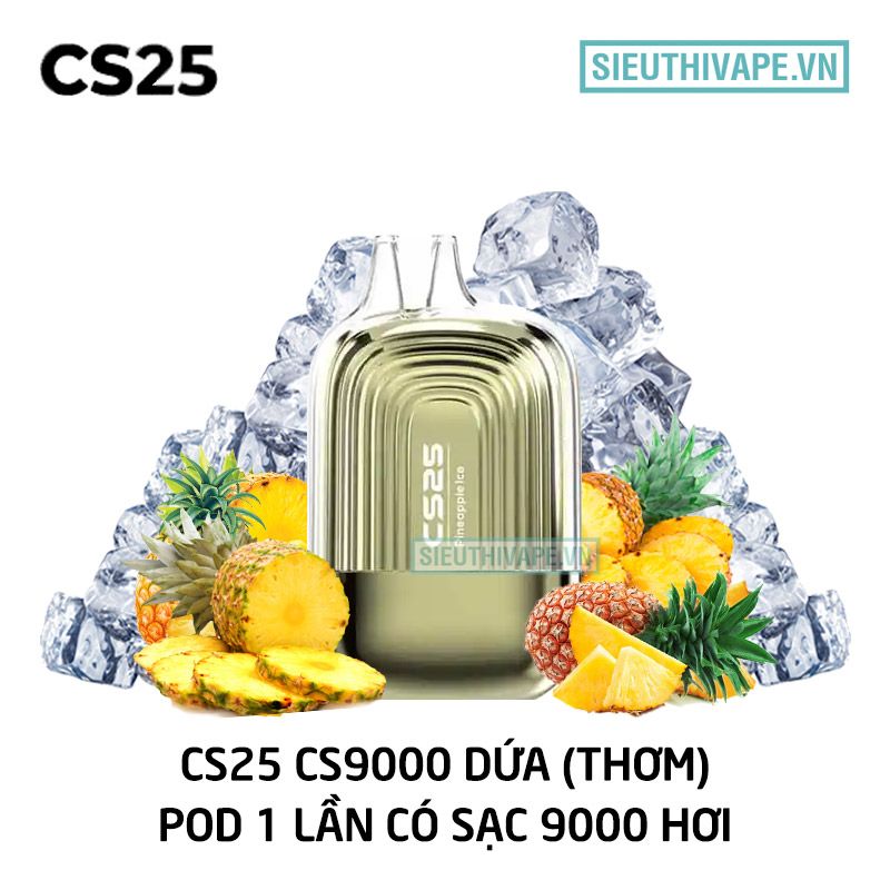  CS25 CS9000 Pineapple Ice - Pod 1 Lần 9000 Hơi Có Sạc 