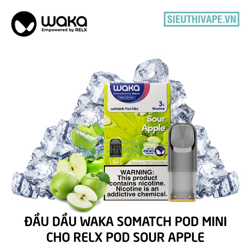  Pod Waka Somatch Mini Sour Apple Cho Relx Pod - Closed Pod Chính Hãng 