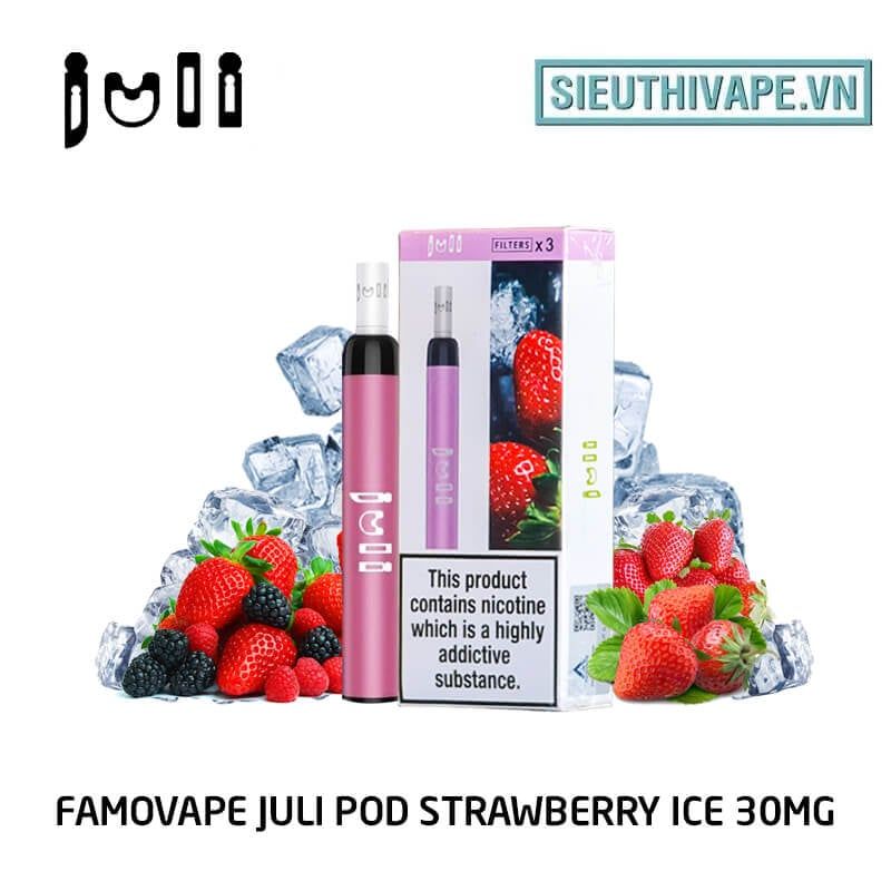  FamoVape Juli Pod 30mg StrawBerry Ice - Disposable Pod dùng 1 lần 