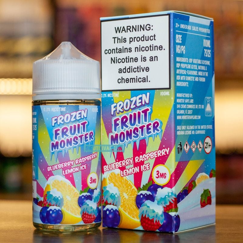  Frozen Fruit Monster Blueberry Raspberry Lemon Ice 100ml - Tinh Dầu Vape Mỹ Chính Hãng 