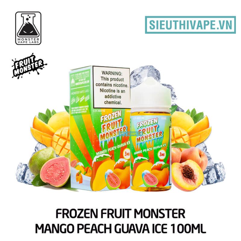  Frozen Fruit Monster Mango Peach Guava Ice 100ml - Tinh Dầu Vape Mỹ Chính Hãng 