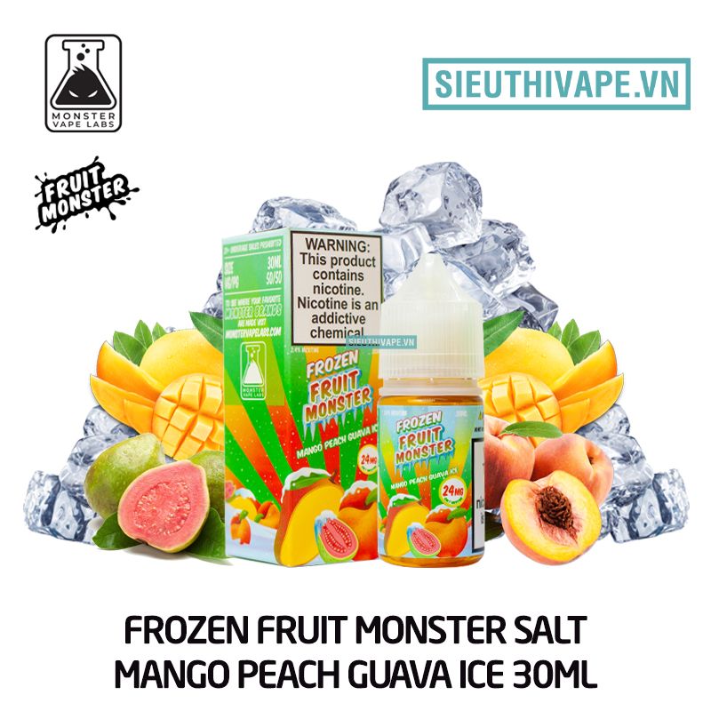 Frozen Fruit Monster Salt Mango Peach Guava Ice 30ml Chính Hãng - Tinh Dầu Salt Nic Mỹ 