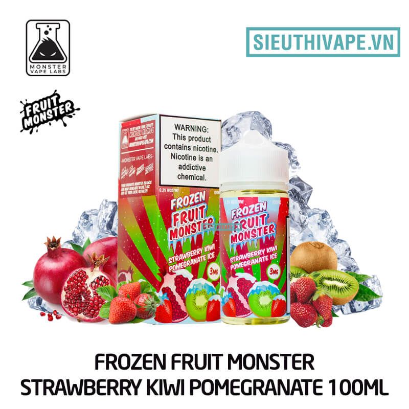  Frozen Fruit Monster Strawberry Kiwi Pomegranate Ice 100ml - Tinh Dầu Vape Mỹ Chính Hãng 