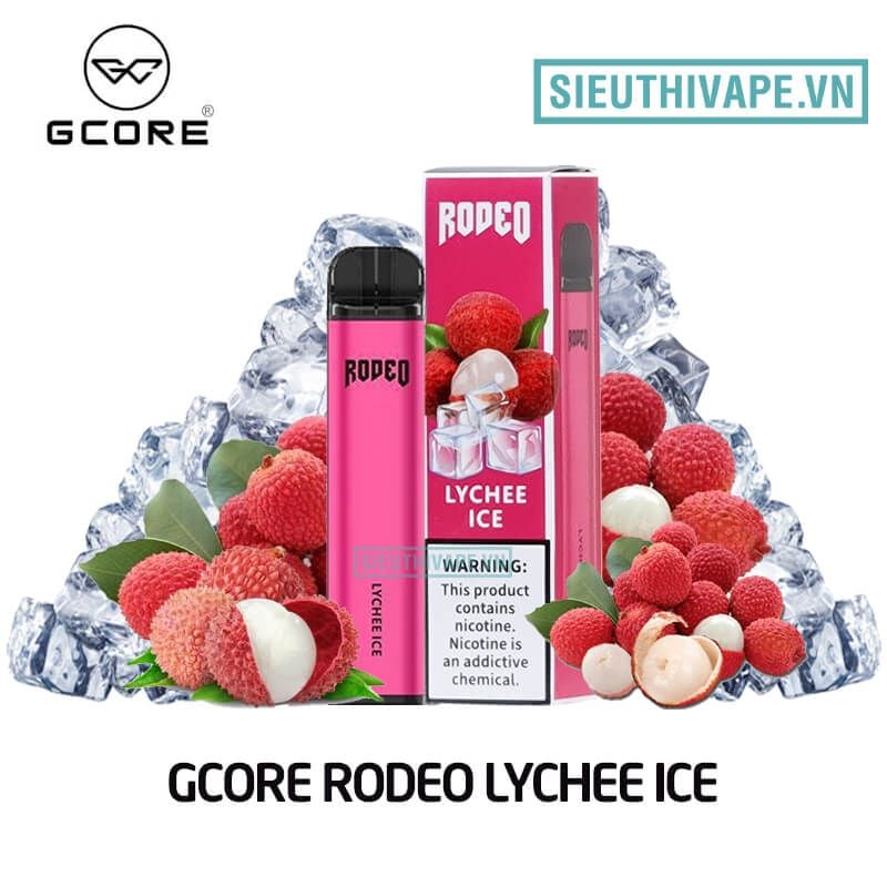  Gcore Rodeo 1600 Lychee Ice Disposable - Vape Pod Dùng 1 lần 