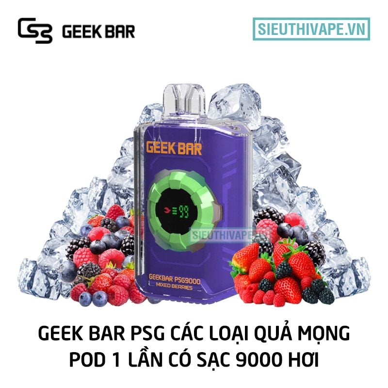  Geek Bar PSG Mixed Berries - Pod 1 Lần Có Sạc 9000 Hơi 