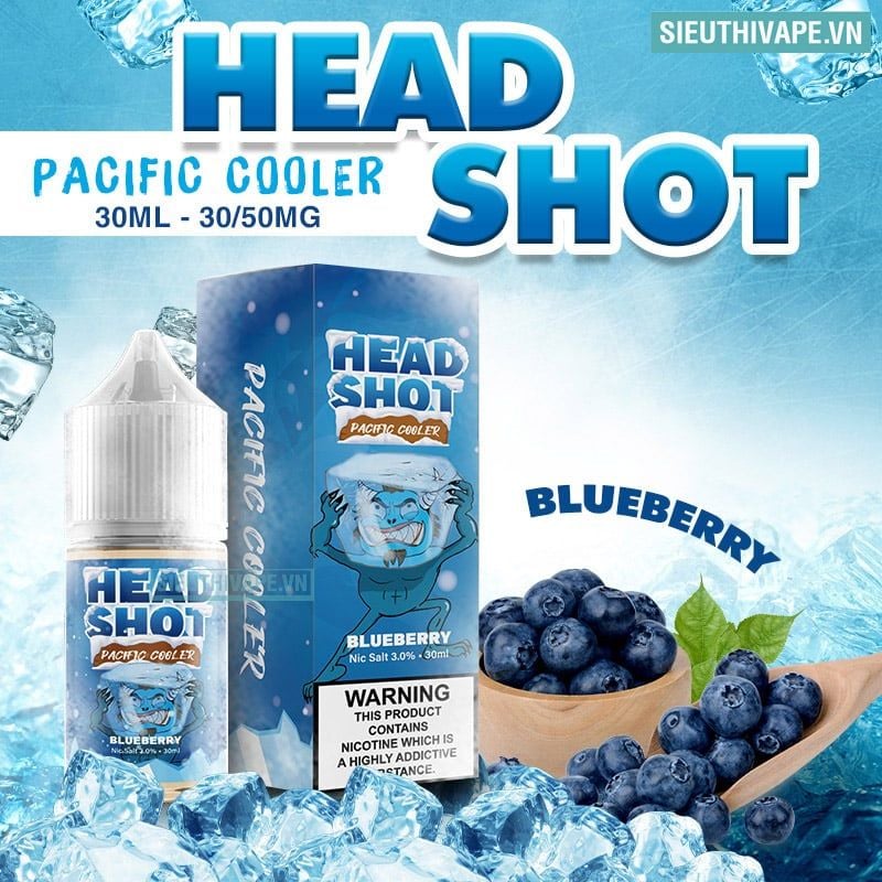  Headshot Pacific Cooler Blueberry 30ml - Tinh Dầu Saltnic Chính Hãng 