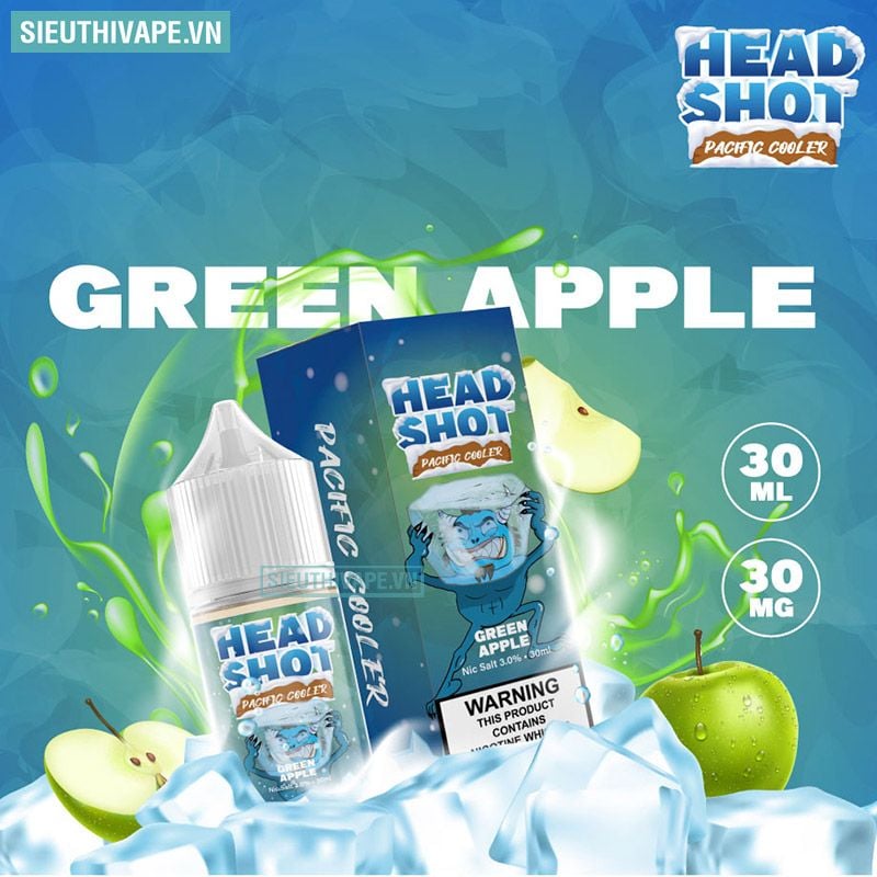  Headshot Pacific Cooler Green Apple 30ml - Tinh Dầu Saltnic Chính Hãng 