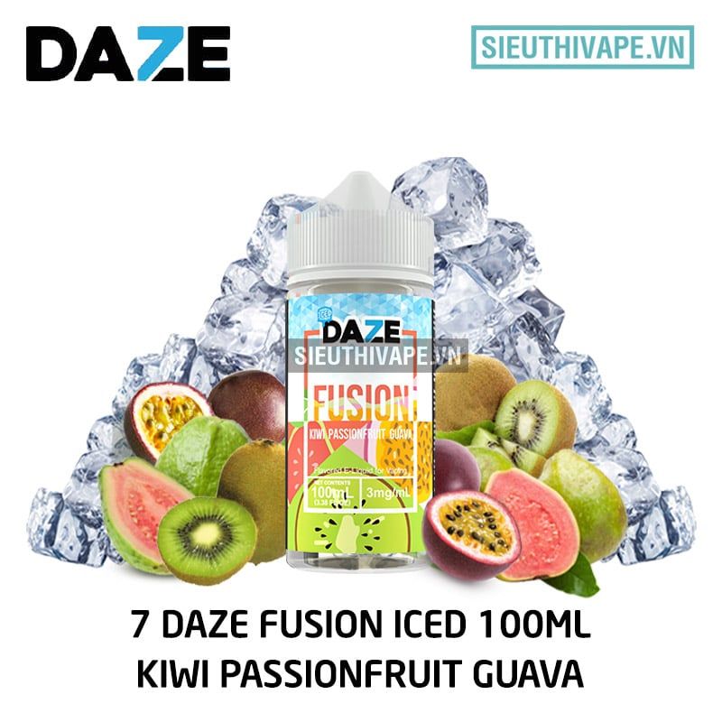  7 Daze Fusion Iced Kiwi Passionfruit Guava 100ml - Tinh Dầu Vape Chính Hãng 