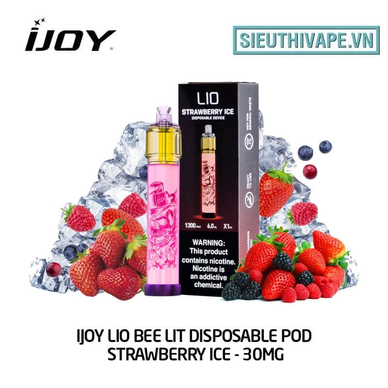  IJOY Lio Bee Lit Strawberry Ice Disposable Pod - Vape Pod Dùng 1 Lần 