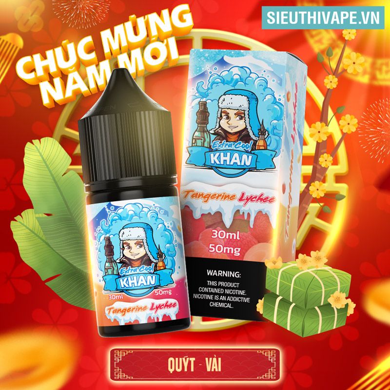  Khan Salt Extra Cool Tangerine Lychee 30ml - Tinh Dầu Salt Nic Chính Hãng 