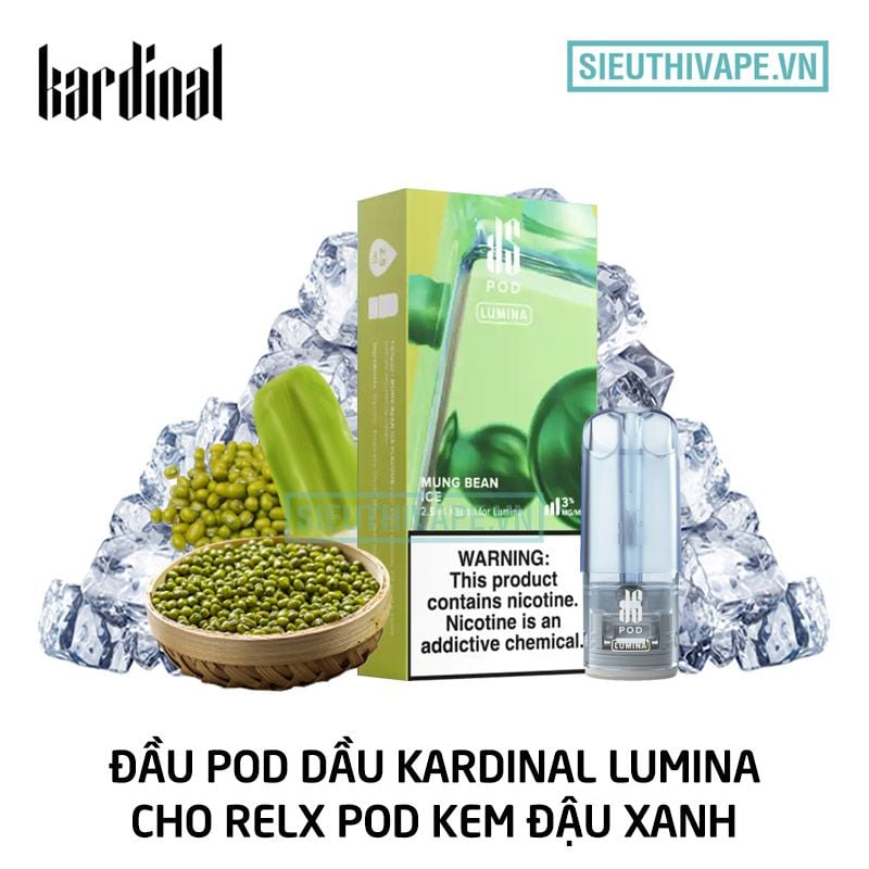  Pod Dầu Kardinal Lumina Mung Bean Ice Cho Relx Pod/ Kardinal Stick Lumina - Chính Hãng 