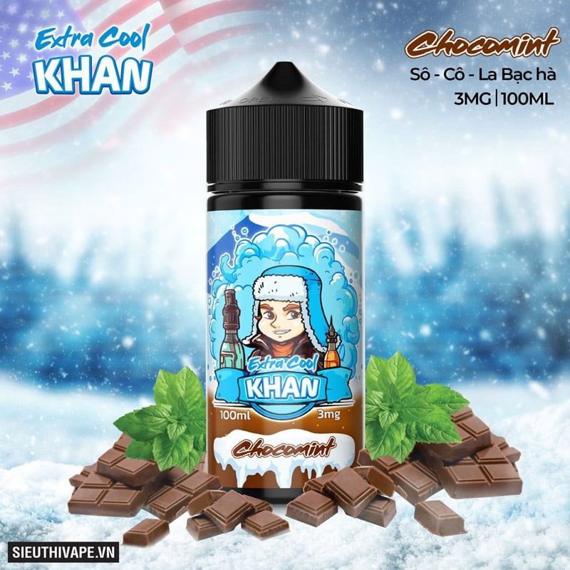  Khan Extra Cool Chocomint 100ml - Tinh Dầu Vape Chính Hãng 