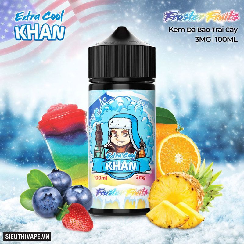  Khan Extra Cool Froster Fruits 100ml - Tinh Dầu Vape Chính Hãng 