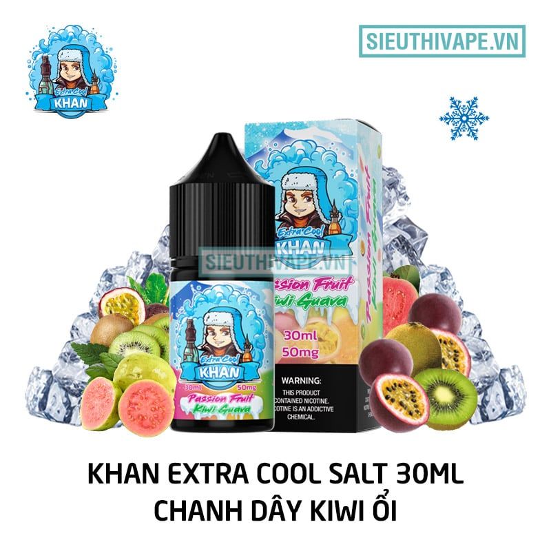 Khan Salt Extra Cool Passion Fruit Kiwi Guava 30ml - Tinh Dầu Salt Nic Chính Hãng 