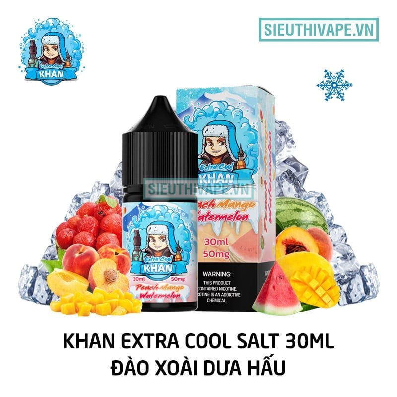  Khan Salt Extra Cool Peach Mango Watermelon 30ml - Tinh Dầu Salt Nic Chính Hãng 