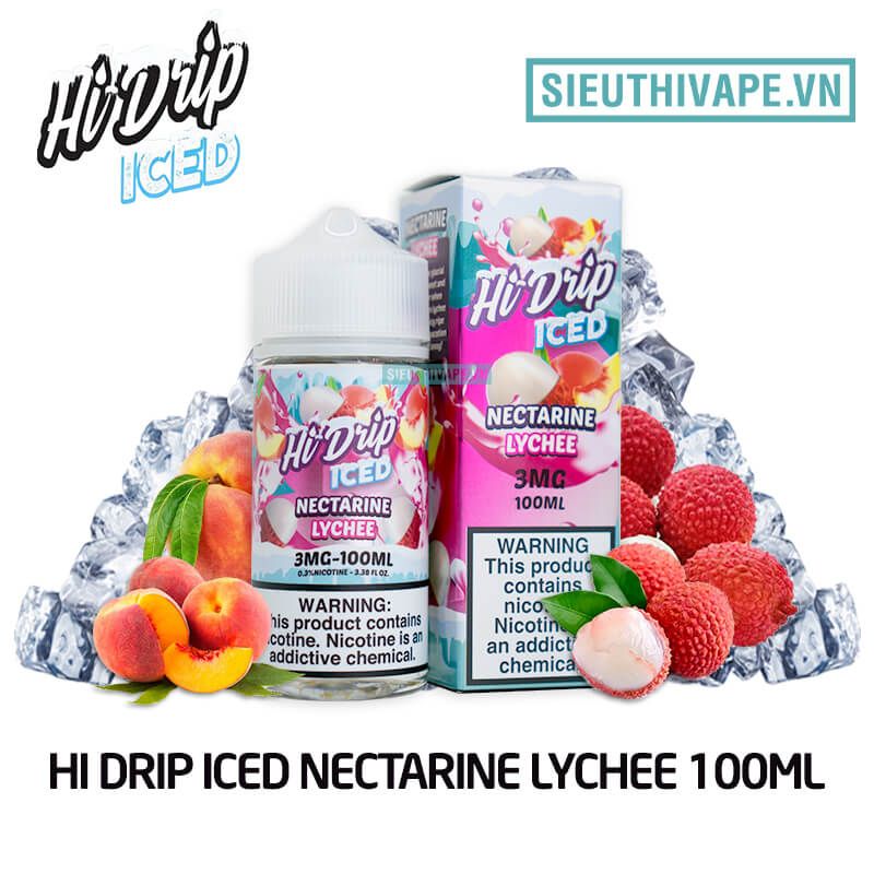  Hi Drip ICED Nectarine Lychee 100ml - Tinh Dầu Vape Mỹ 