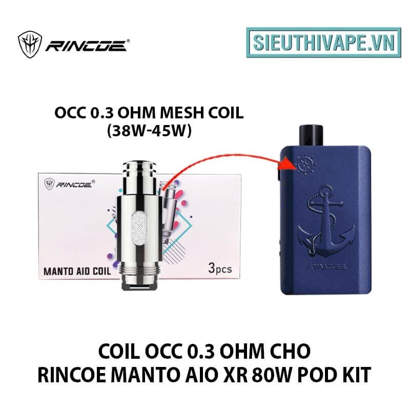  Coil Occ Cho Rincoe Manto Aio XR 80w Pod Kit Chính Hãng 