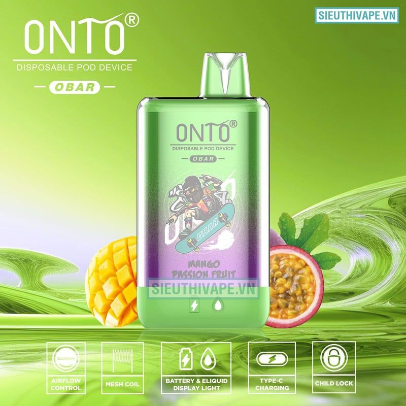  Onto Obar Mango Passion Fruit - Pod 1 Lần Có Sạc 12000 Hơi 