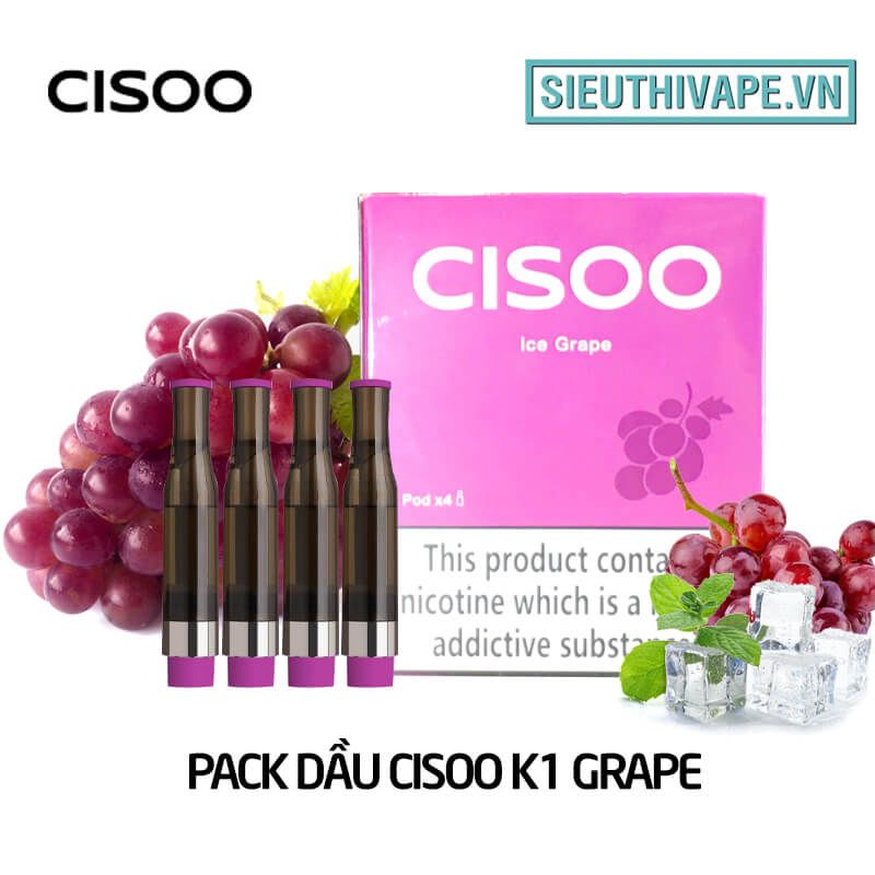  Pack Dầu Thay Thế Cisoo K1 Grape - Pack 4 Pod Chính Hãng 