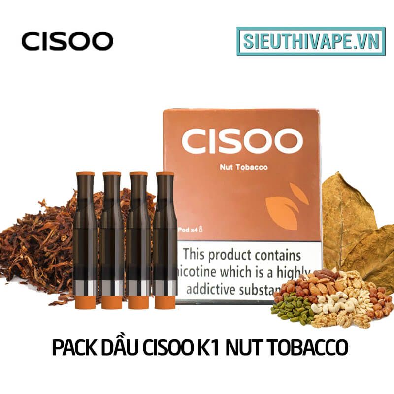  Pack Dầu Thay Thế Cisoo K1 Nut Tobacco - Pack 4 Pod Chính Hãng 