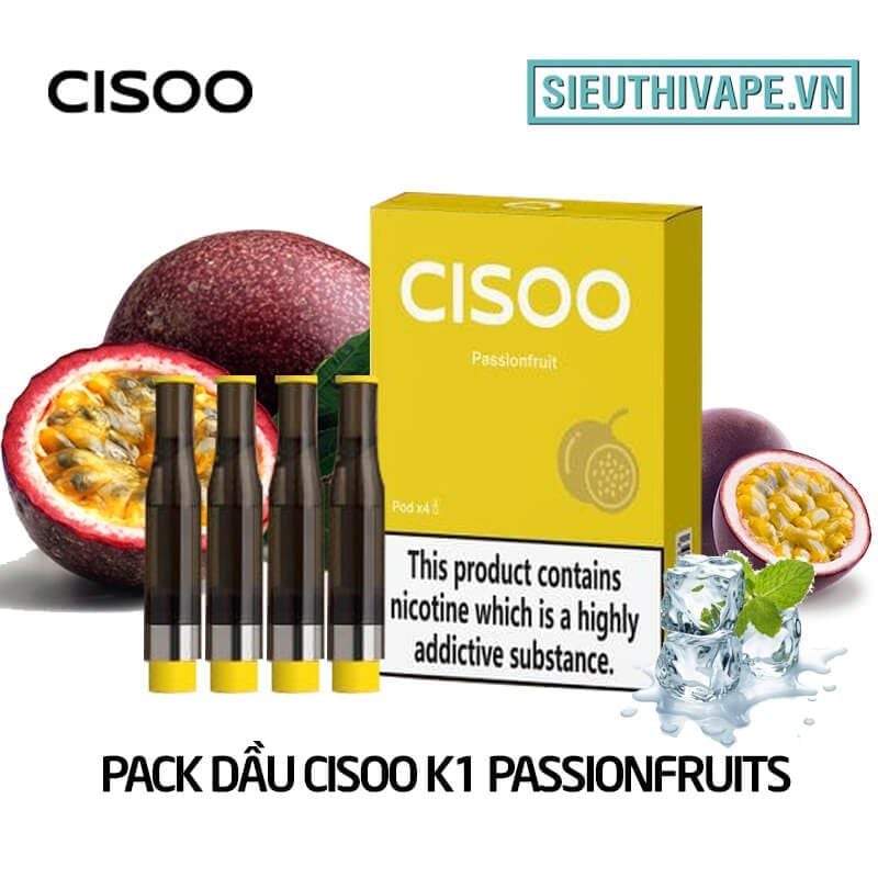  Pack Dầu Thay Thế Cisoo K1 Passionfruits - Pack 4 Pod Chính Hãng 