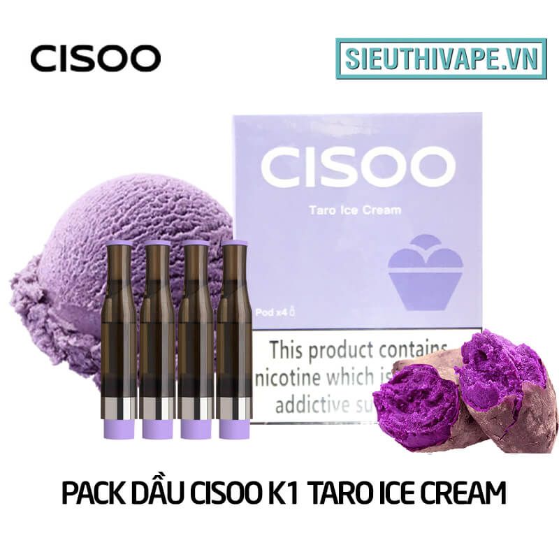  Pack Dầu Thay Thế Cisoo K1 Taro Ice Cream - Pack 4 Pod Chính Hãng 