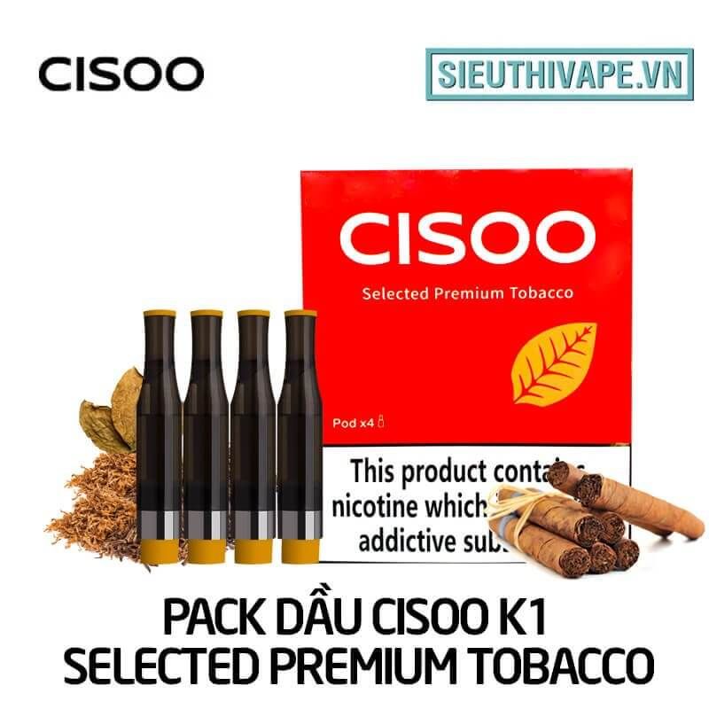  Pack Dầu Thay Thế Cisoo K1 Premium Tobacco - Pack 4 Pod Chính Hãng 