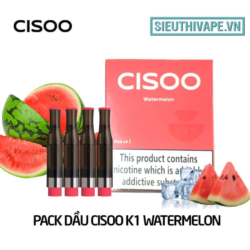  Pack Dầu Thay Thế Cisoo Watermelon - Pack 4 Pod Chính Hãng 