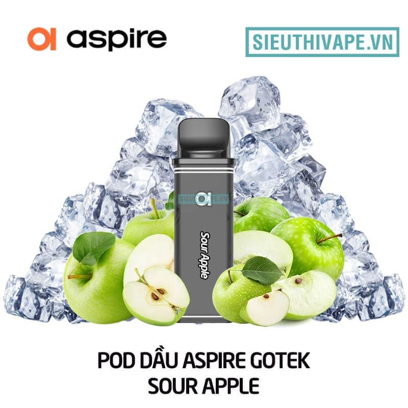  Pod Dầu Aspire Gotek Sour Apple - Closed Pod System Chính Hãng 