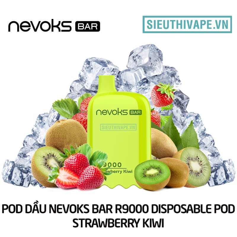  Nevoks Bar R9000 Strawberry Kiwi - Pod 1 Lần 9000 Hơi Có Sạc 