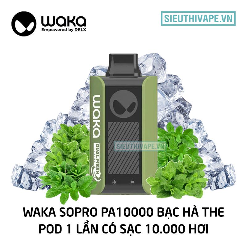  Relx Waka soPro PA10000 Fresh Mint - Pod 1 Lần 10000 Hơi Có Sạc 