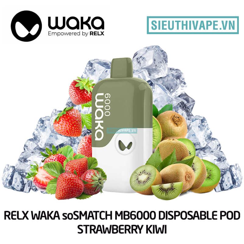  Waka soMatch Strawberry Kiwi - Pod 1 Lần 6000 Hơi Có Sạc 
