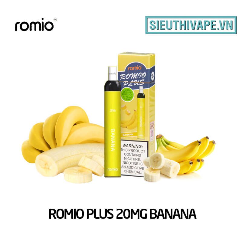  Romio Plus 20mg Banana  - Disposable Pod dùng 1 lần 